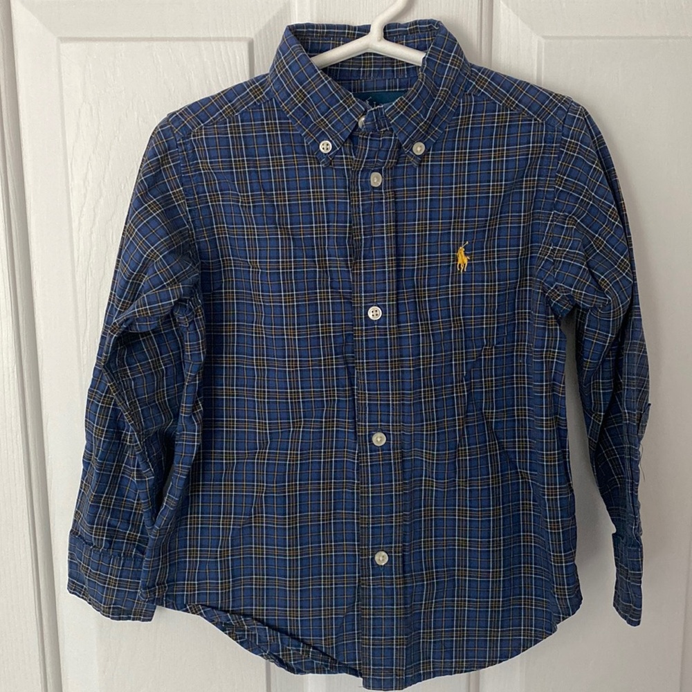 Ralph Lauren Blue Plaid Button Down Dress Shirt - 3T